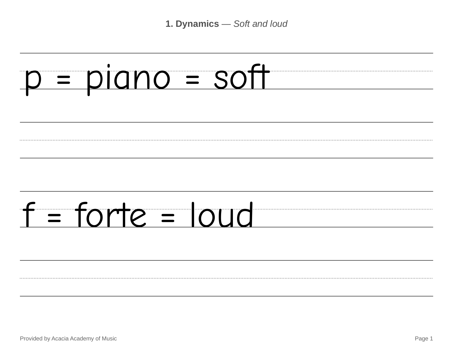 Italian Musical Terms Copywork preview - Acacia Academy of Music